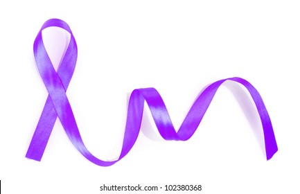 Purple Breast Cancer Ribbon Isolated On White