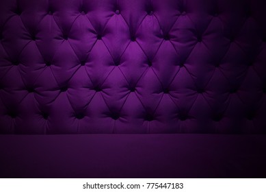 Purple Burgundy Velvet Texture Or Background And Soft Tufted Fabric Furniture Diamond Pattern Decoration With Buttons.