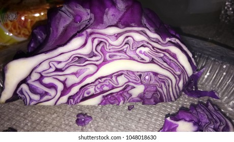 Purple cabbage slice with texture white 