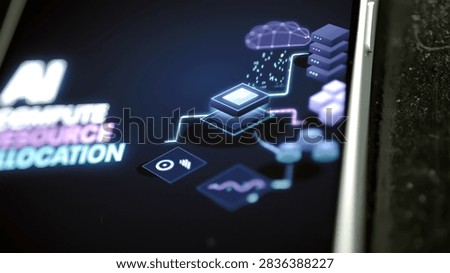 Purple cloud computing schematic connects processor