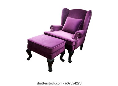 Purple Couch Isolated On White Background.