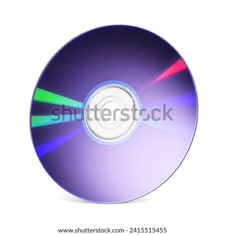 Purple DVD-R writable disk for music, video, movie or data storage isolated on white background.