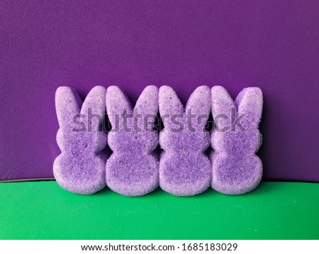 Purple Easter marshmallow peeps candy.