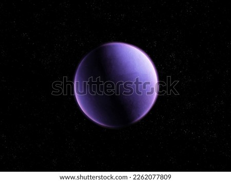 Purple exoplanet in space. Fantastic planet, sci-fi background. Extrasolar planet with atmosphere.