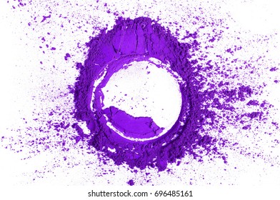 Purple Eye Shadow, Powder Isolated On White Background
