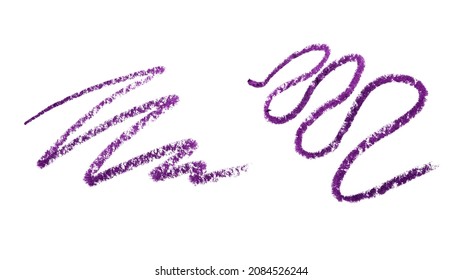 Purple Eyeliner Pencil Traces On White Background. Macrophoto. Isolated