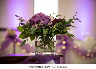 Purple Flower Centerpiece For Wedding Reception