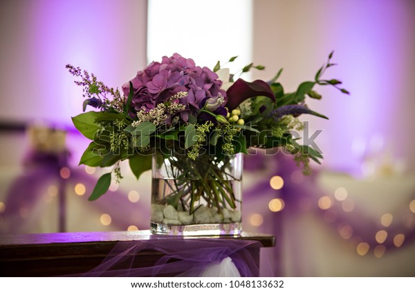 Purple Flower Centerpiece Wedding Reception Stock Photo Edit Now