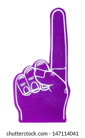 A Purple Foam Fan Finger On A White Background