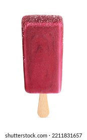 Purple Fruity Popsicle Ice Cream Bar Isolated On White Background.