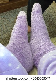 Purple Fuzzy Socks With Pajamas