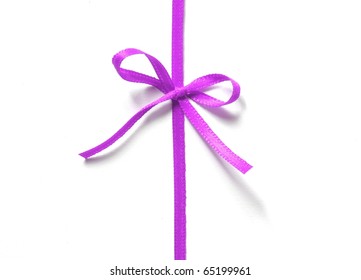 Purple Gift Ribbon With Bow Isolated On White Background