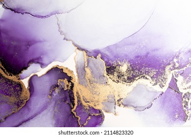 Purple gold abstract background of marble liquid ink art painting on paper . Image of original artwork watercolor alcohol ink paint on high quality paper texture . - Shutterstock ID 2114823320