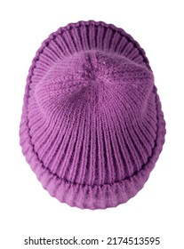 Purple Hat Isolated On White Background .knitted Hat .