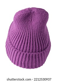 Purple Hat Isolated On White Background .knitted Hat .