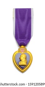 Purple Heart Military Medal Isolated On White Background.