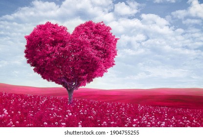 Purple Heart Tree Background, Purple Trees Wallpaper