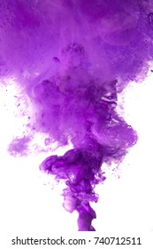 Purple Ink In Water Isolated On White Background