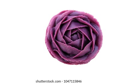 Purple Japanese Sweet Potato, Cooked And Arranged Into Rose Pattern, A Gourmet Dessert, Isolated On White Background