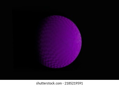 Purple Kickball Dodgeball Sports Ball Inflatable Textured Grip Generic Athletic Rubber Gym Ball With Weave Texture. Wall Ball Used For Common Recreational Sports Games And Gym Class. Dark Lighting. 