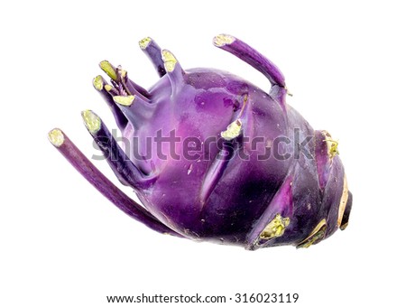 Purple kohlrabi German turnip isolated on white