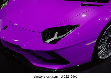 Purple Lamborghini Aventador. Luxury Stylish Sport Car.