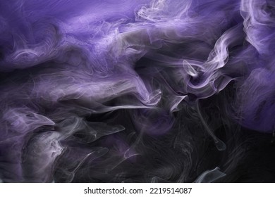 Purple Lilac Multicolored Smoke Abstract Background, Acrylic Paint Underwater Explosion