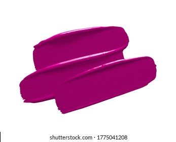 Purple Lipstick Or Paint Swatch Smudge Brushstroke Isolated On White Background. Makeup Smear Closeup