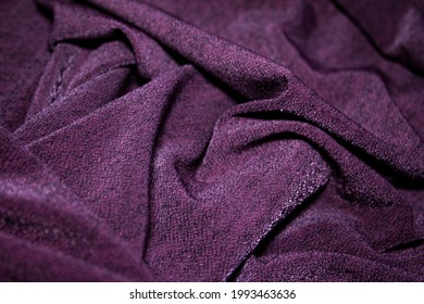 Purple Lycra Moss Crepe Fabric In Soft Fold.