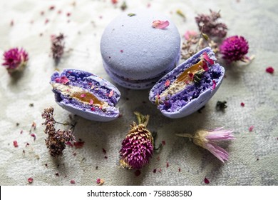 Purple Macarons With Wildflowers