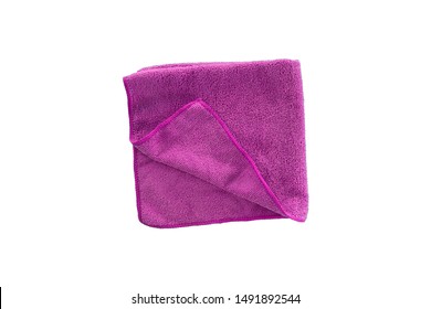 Purple Microfiber Cloth, Isolated On White Background