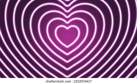purple neon heart shape 3D Rendering  in Perspective Tunnel background - Powered by Shutterstock