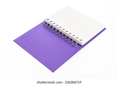 Purple note book isolated on white background