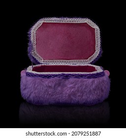 Purple Open Casket On A Black Background With Reflection