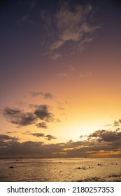 Purple, Orange Pastel Tones At Sunset Over The North Pacific Ocean During Spring Time. 