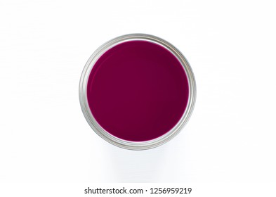 Purple Paint Pot Isolated On White Background Top View