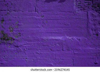 Purple Painted Brick Wall. Dark Purple Wall Background. Purple Background With Copy Space For Text And Design.