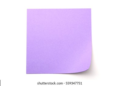 Purple Paper Stick Note On A White Background