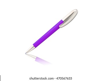 Purple Pen Isolated On White Background