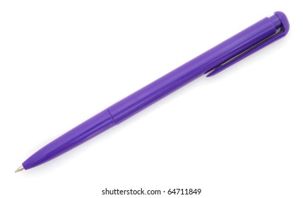 Purple Pen Isolated On White Background