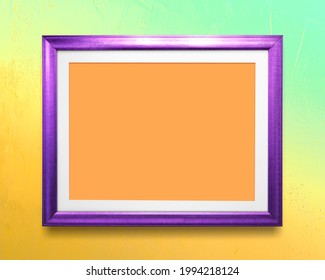 Purple photo frame wall mockup