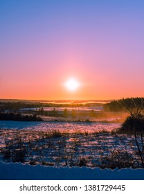 Purple & Pink Sunset Over Rice Lake Ontario 8x10