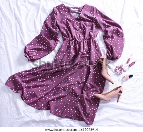 purple spotty dress