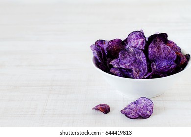 Purple Potato Chips In A Bowl