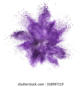 Purple Powder Explosion Isolated On Black Background