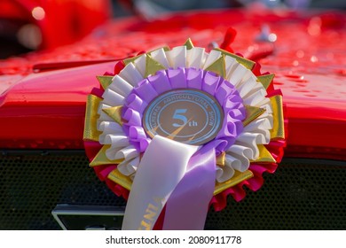 Purple Rosette On A Tractor