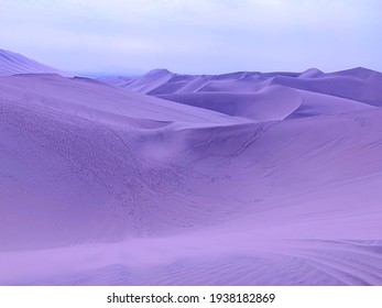 Purple sand dunes in violet desert fairy planet, magical alien landscape, vast horizon, lilac color, dream mood, zen. - Shutterstock ID 1938182869