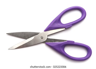 Purple Scissors On White Background