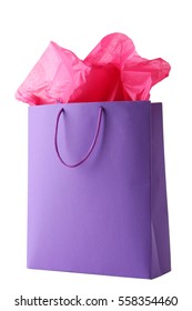 Purple Shopping Bag Isolated On White