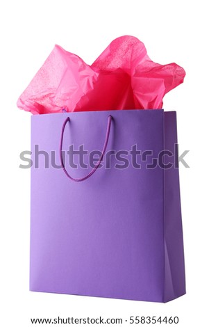 Purple shopping bag isolated on white
